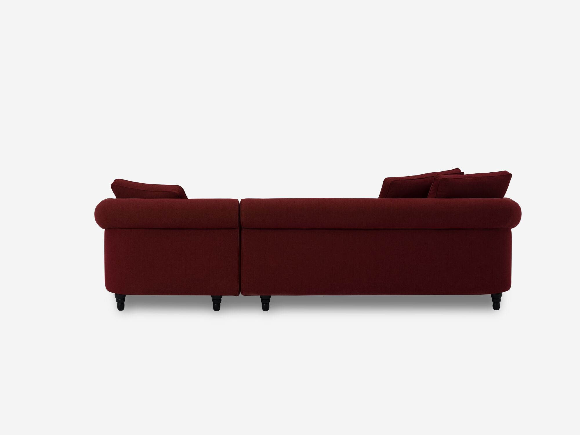 Deep red modern sectional sofa back view